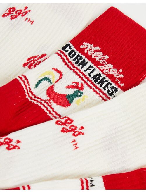 ASOS DESIGN Kellogs Cornflake 2 pack sports sock in red