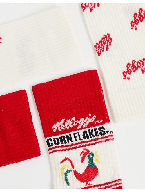ASOS DESIGN Kellogs Cornflake 2 pack sports sock in red