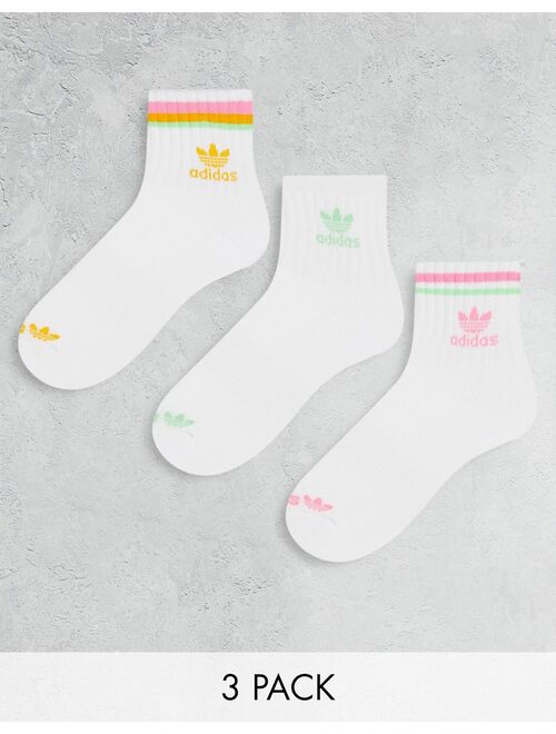 adidas Originals cosmic 3-pack quarter socks in white