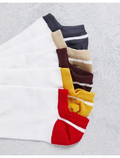 ASOS DESIGN 5-pack sneaker socks in white with neutral tipping