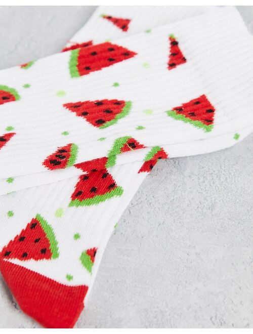 ASOS DESIGN ankle socks with watermelon print