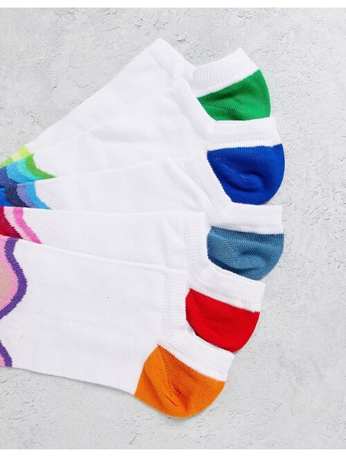 ASOS DESIGN 5 pack sneaker socks with wave print