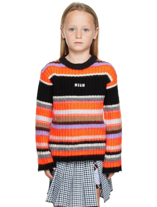 MSGM KIDS Kids Black & Orange Striped Sweater