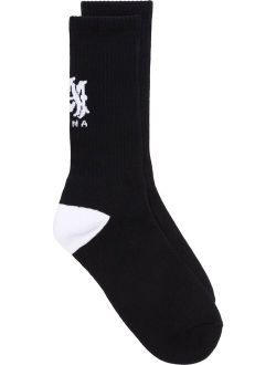 intarsia-logo cotton socks