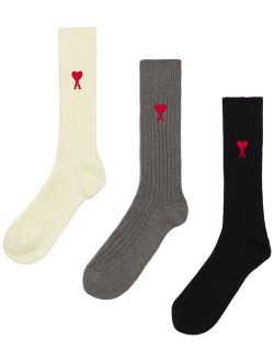 logo-embroidered socks (set of three)