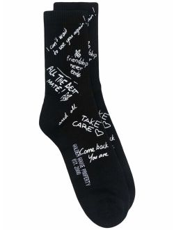 Golden Goose slogan-print ribbed-knit ankle socks