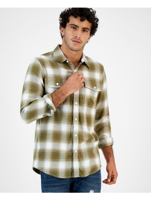 SUN + STONE Men's Plaid Flannel Shirt, Created for Macy's