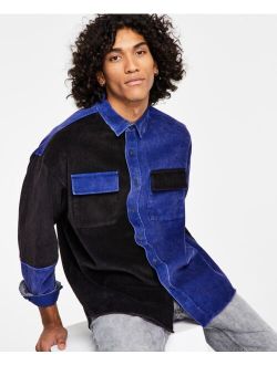 Men's Regular-Fit Pieced Colorblocked Corduroy Shirt, Created for Macy's