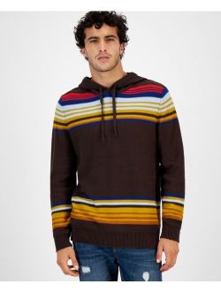 Men's Striped Chenille Hooded Sweater, Created for Macy's