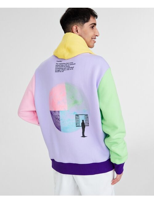 SUN + STONE Men's Vivek Classic-Fit Colorblocked Printed Hoodie, Created for Macy's