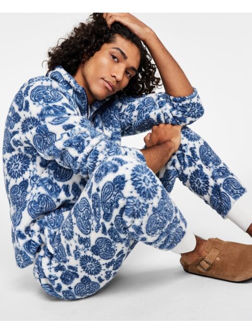 SUN + STONE Men's Regular-Fit Paisley Bandana-Print Fleece Joggers, Created for Macy's