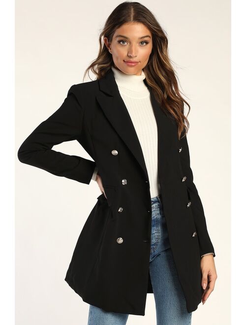 Lulus Captain's Blog Black Double-Breasted Coat