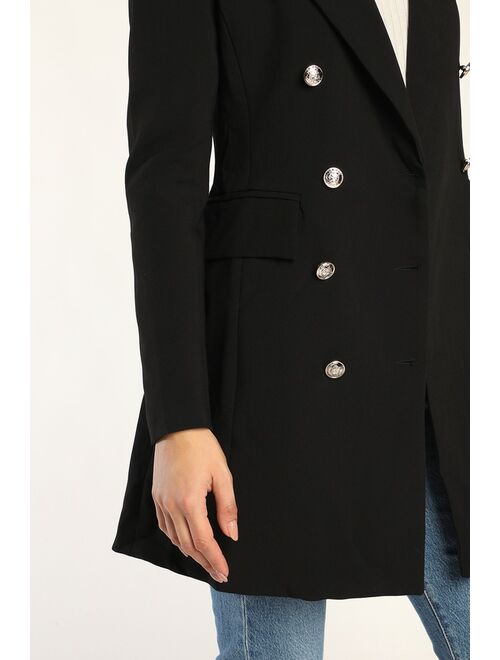 Lulus Captain's Blog Black Double-Breasted Coat
