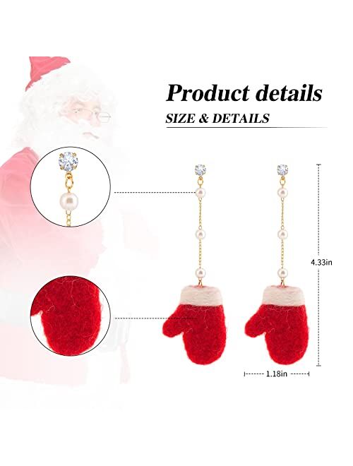 M-Lucy Ch Christmas Dangle Earrings for Women - Handmade Cute Christmas Earrings - Lightweight Christmas Jewelry Gift for Teenager