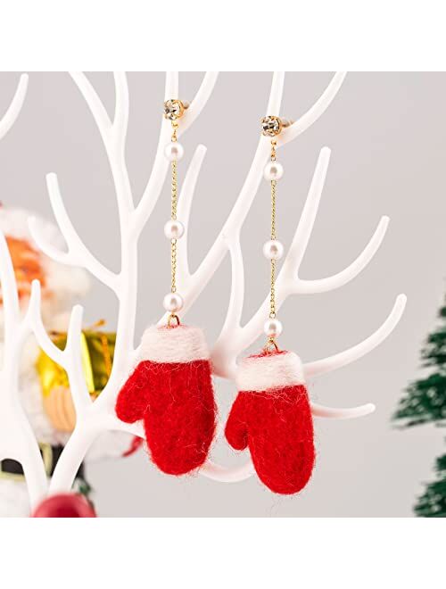 M-Lucy Ch Christmas Dangle Earrings for Women - Handmade Cute Christmas Earrings - Lightweight Christmas Jewelry Gift for Teenager