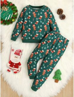 Toddler Girls Christmas Print Pullover & Sweatpants