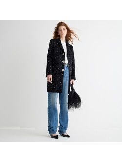 Collection crystal-embellished topcoat in Italian wool-cashmere