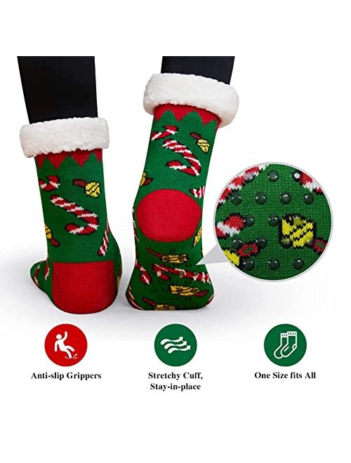 SIMIYA Slipper Socks for Women Men Christmas Fuzzy Socks with Grips Non Slip Fluffy Cozy Socks for Cold Winter Cute Holidy Warm Socks