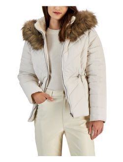 MARALYN & ME Juniors' Faux-Fur-Trim Hooded Puffer Coat