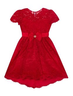 RARE EDITIONS Toddler Girls Glitter Lace Dress with Scallop Hem