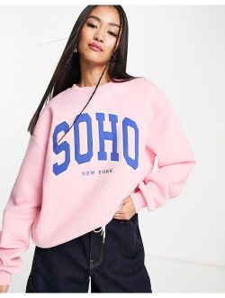 oversized soho sweatshirt in pink