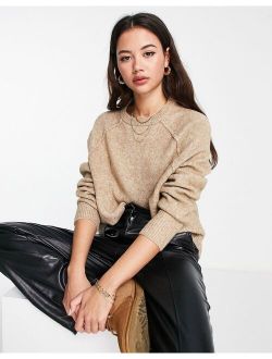 oversized crew neck sweater in taupe
