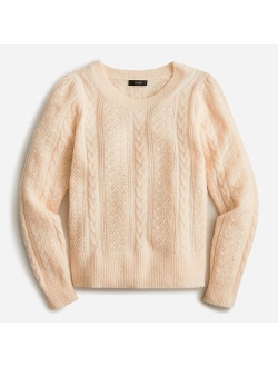 Pointelle cable-knit crewneck sweater