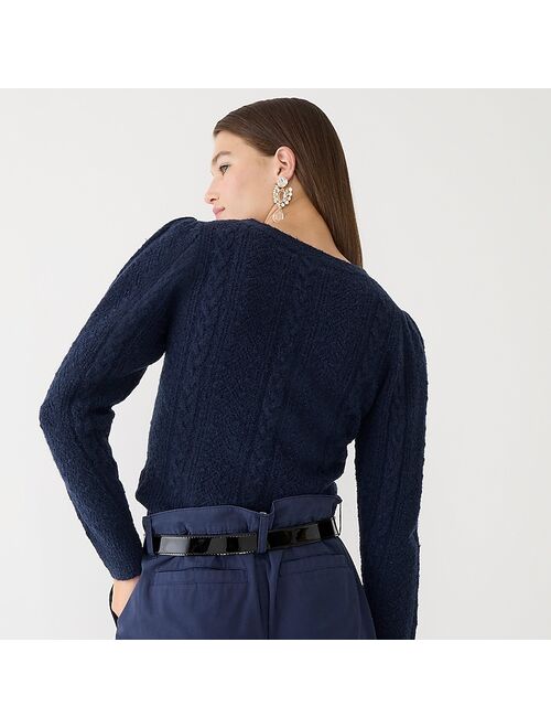 J.Crew Pointelle cable-knit crewneck sweater
