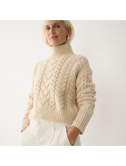 Cashmere cropped cable-knit turtleneck sweater