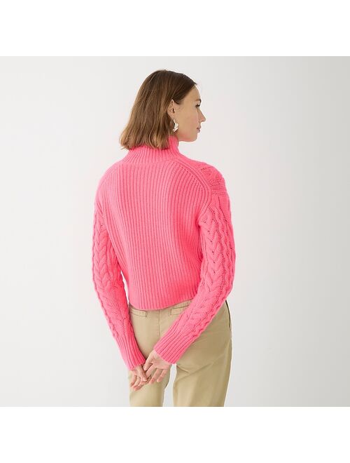 J.Crew Cashmere cropped cable-knit turtleneck sweater
