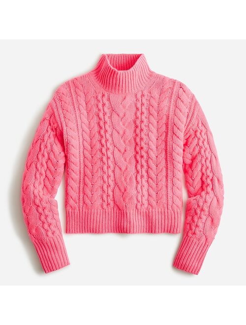 J.Crew Cashmere cropped cable-knit turtleneck sweater