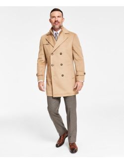 LAUREN RALPH LAUREN Men's Classic-Fit Camel Solid Double-Breasted Overcoat with Attached Bib