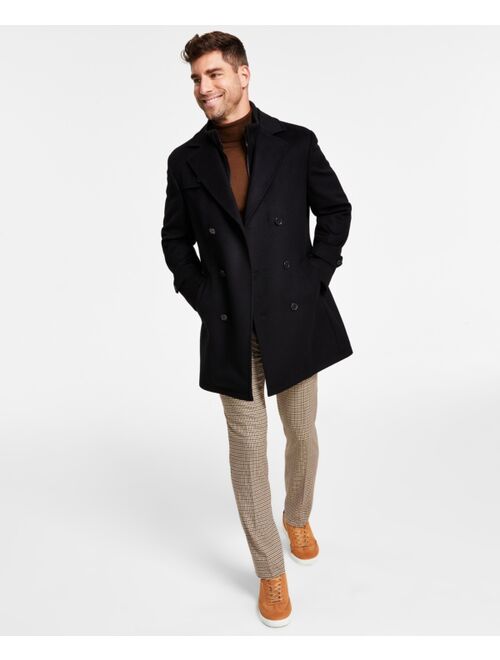 Polo Ralph Lauren LAUREN RALPH LAUREN Men's Classic-Fit Black Solid Double-Breasted Overcoat with Attached Bib