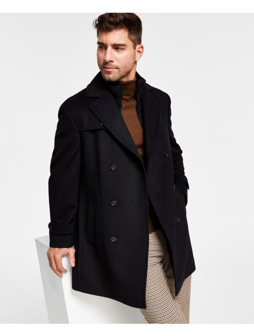 Polo Ralph Lauren LAUREN RALPH LAUREN Men's Classic-Fit Black Solid Double-Breasted Overcoat with Attached Bib