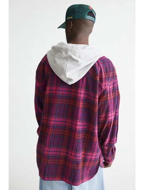 Urban Outfitters UO Plaid Flannel Hooded Overshirt