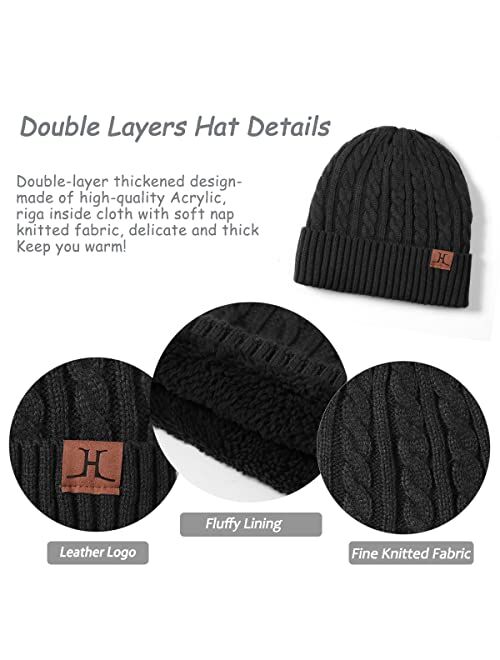 Urban Space 3PCS Men's Winter Warm Beanie Scarf Touch Screen Gloves Set Thickened Casual Skull Cap Mittens