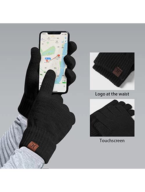 Urban Space 3PCS Men's Winter Warm Beanie Scarf Touch Screen Gloves Set Thickened Casual Skull Cap Mittens