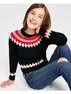 Big Girls Fair Isle Mock Neck Holiday Sweater, Created for Macy's