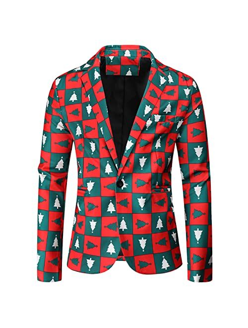 Generic Men's Christmas Casual Business Suit 2 Piece One Button Jackets Pants Ugly Funny Xmas Snowman Printed Sets for Men