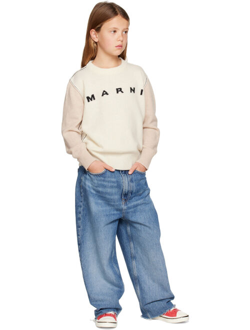 MARNI Kids Off-White Colorblocked Sweater
