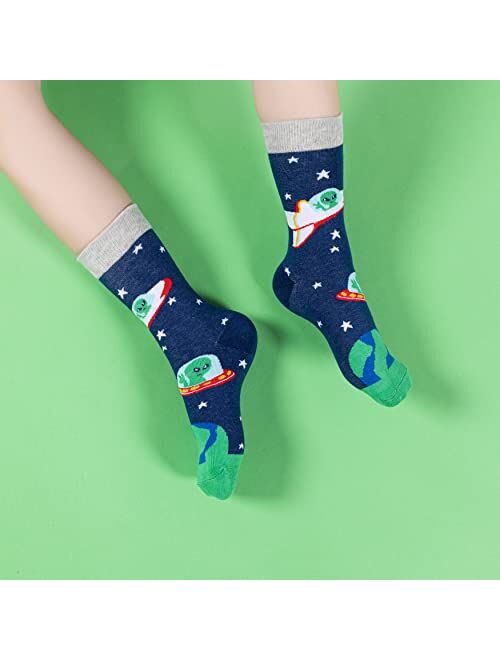 Bonangel Boys Socks Fun Novelty Animal Design Socks Crazy Space Socks Funny Cute Food Kids socks 5 pairs