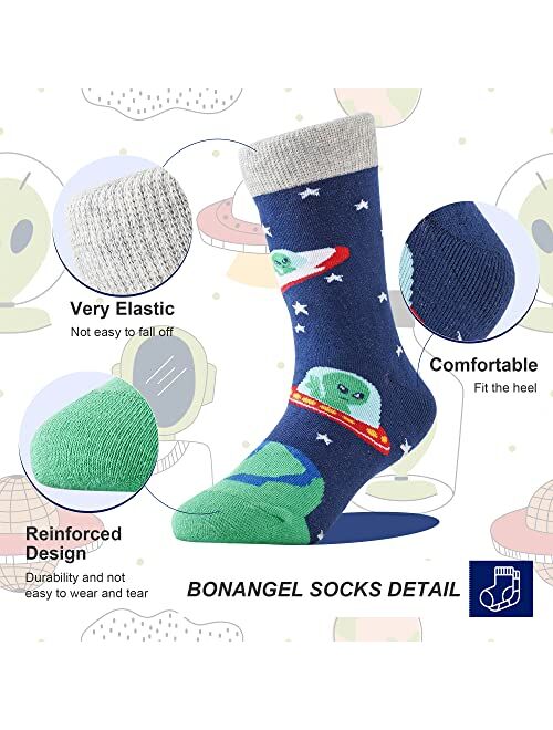 Bonangel Boys Socks Fun Novelty Animal Design Socks Crazy Space Socks Funny Cute Food Kids socks 5 pairs