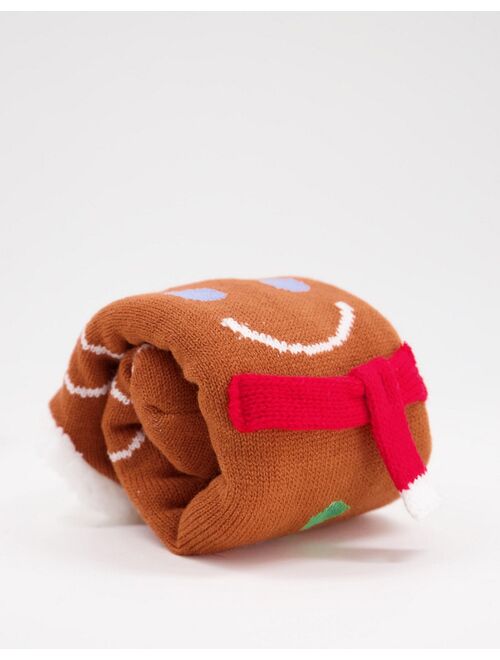 ASOS DESIGN Slipper sock with gingerbread design