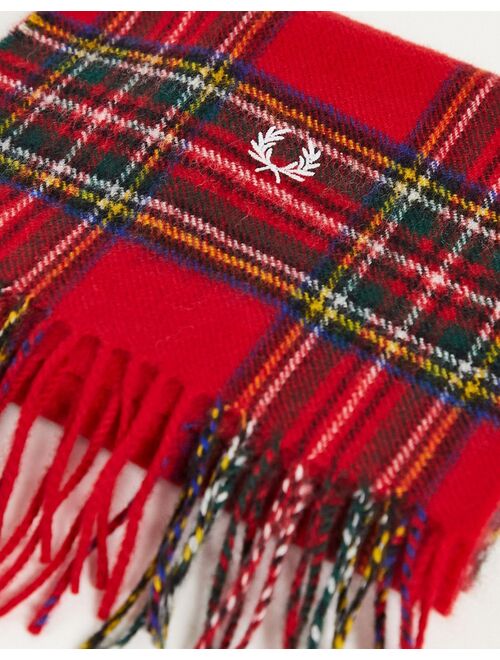 Fred Perry tartan scarf in red