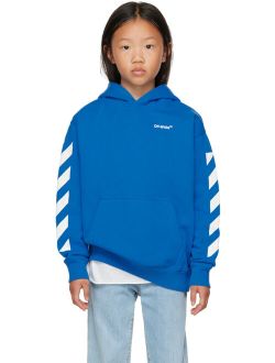 OFF-WHITE Kids Blue Helvetica Diag Hoodie