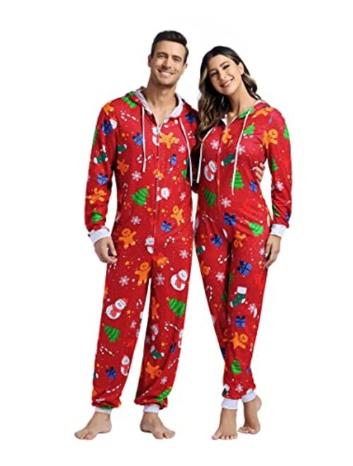 Zhitunemi Adult Onesies Pajamas For Women Christmas Pajamas For Family Christmas Pjs Matching Sets Funny Hoodie Jumpsuit