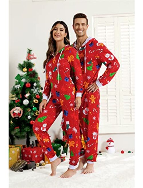 Zhitunemi Adult Onesies Pajamas For Women Christmas Pajamas For Family Christmas Pjs Matching Sets Funny Hoodie Jumpsuit