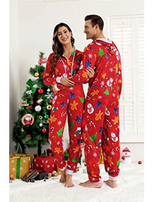 Zhitunemi Adult Onesies Pajamas For Women Christmas Pajamas For Family Christmas Pjs Matching Sets Funny Hoodie Jumpsuit