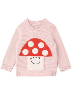 Baby Pink Smiley Mushroom Sweater