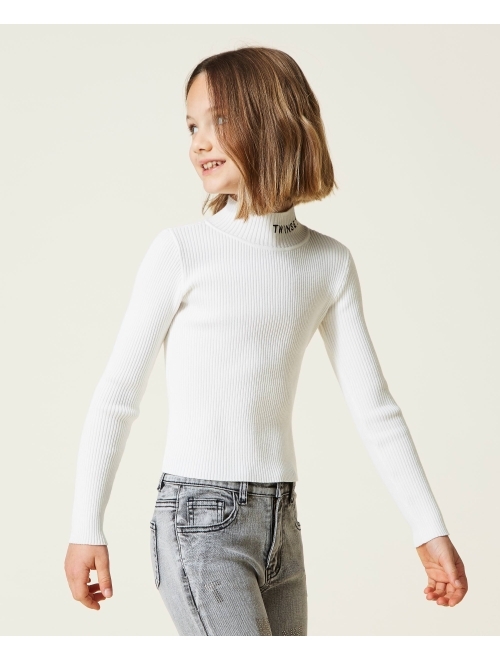 TWINSET Kids embroidered-logo ribbed top